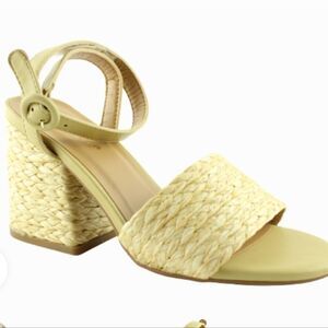 BRAND NEW BAMBOO MADDY-02 RAFFIA BLOCK HEEL BRAIDED STRAP SANDAL